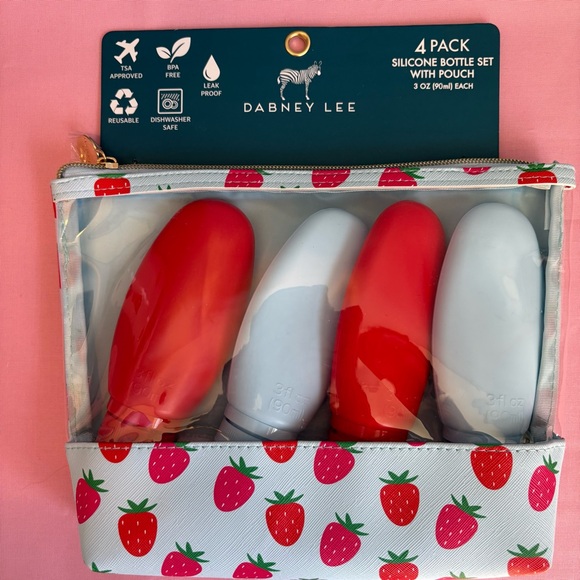 Dabney Lee Strawberry Print Travel Set Packing Cubes Pill Jewelry Case Toiletry - Picture 7 of 9